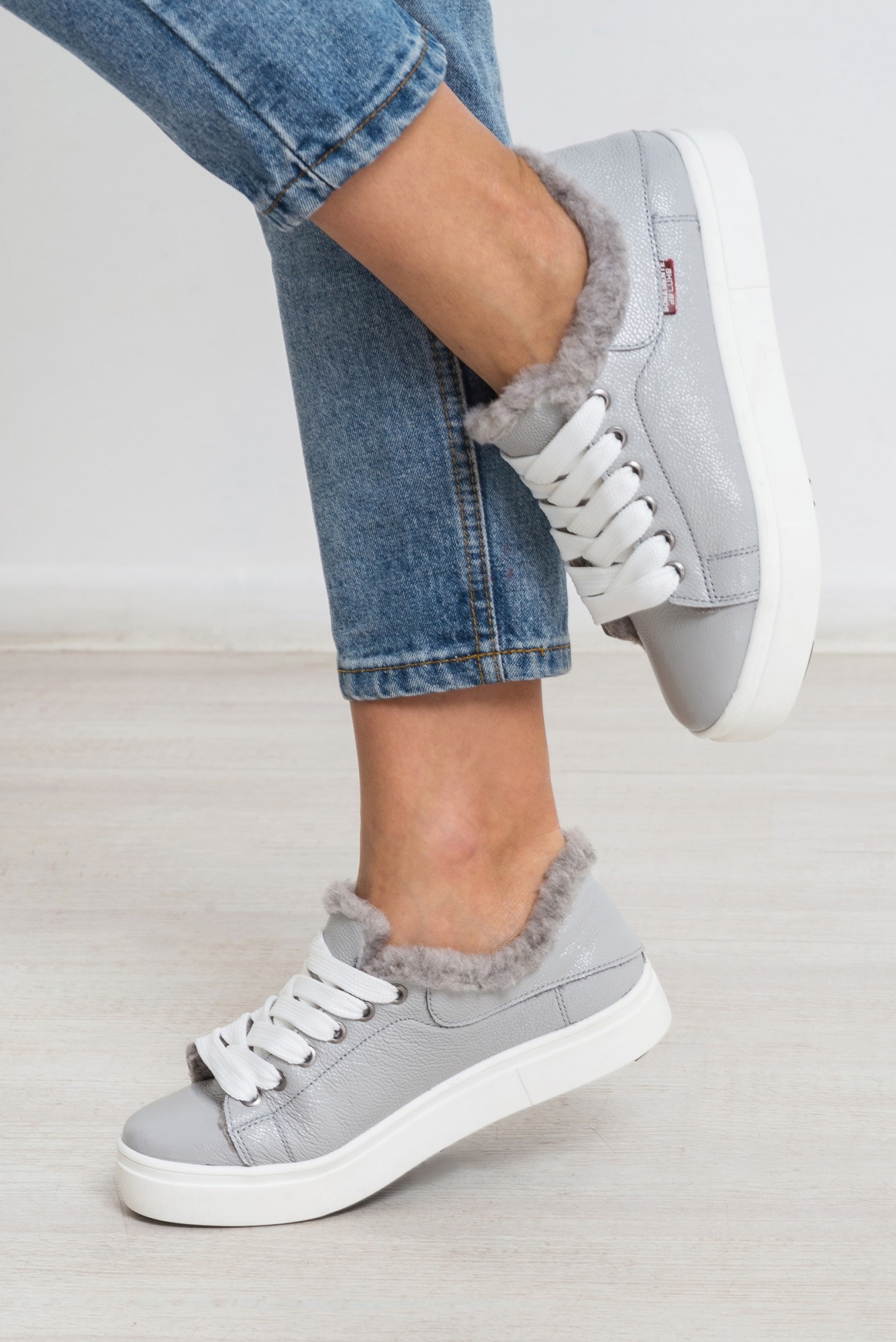 

Кожаные кеды PADUCHINI GREY 36 23,5 см. Серые Зима