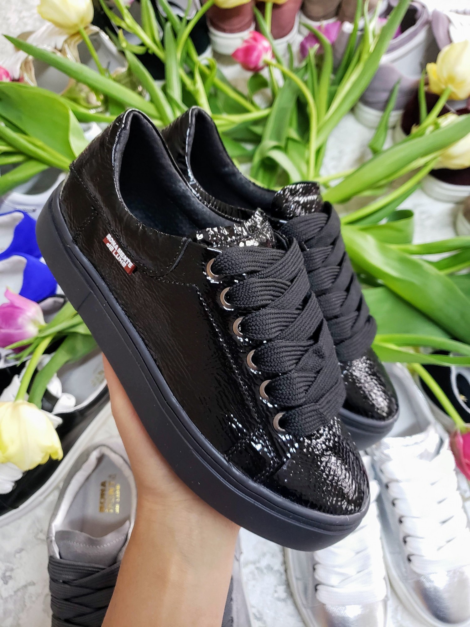 

Кожаные кеды PADUCHINI BLACK 37 24 см. Черные Демисезон