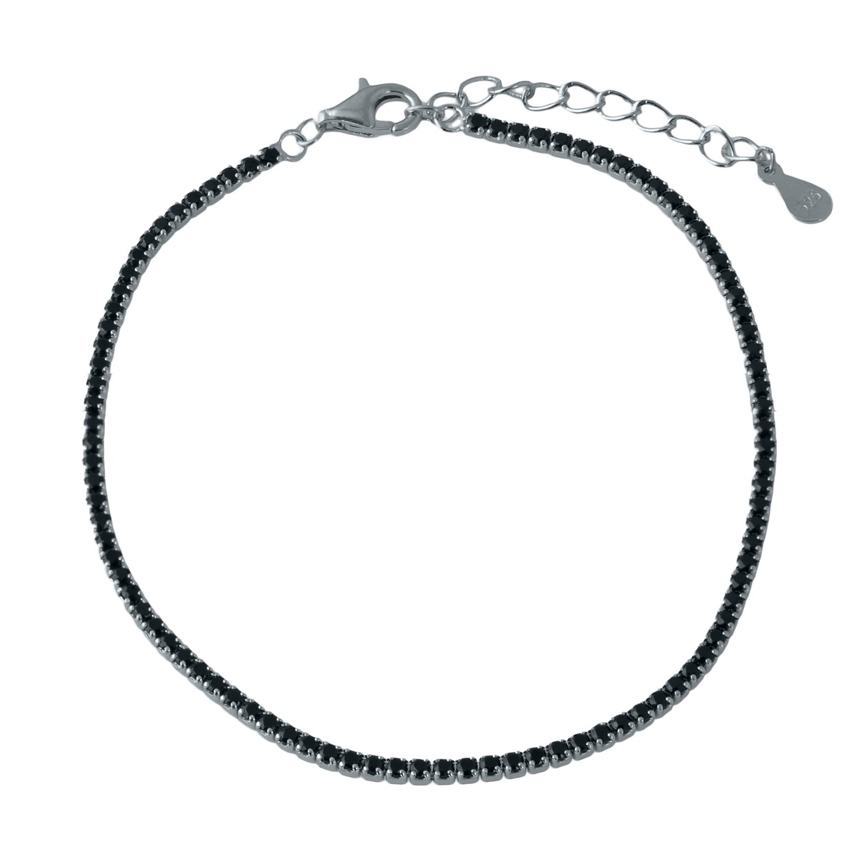 

Срібний браслет 925 проби 2,83 гр.з чорними цирконами 17-20 см BoutiqueTV розмір 17.0