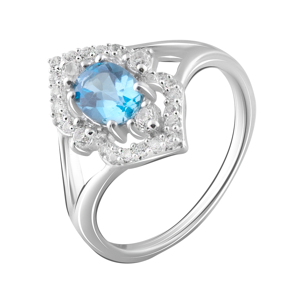 

Срібна каблучка 925 проби 2,79 г з швейцарськими та білими топазами з США 1,15 карат BoutiqueTV розмір 18.5