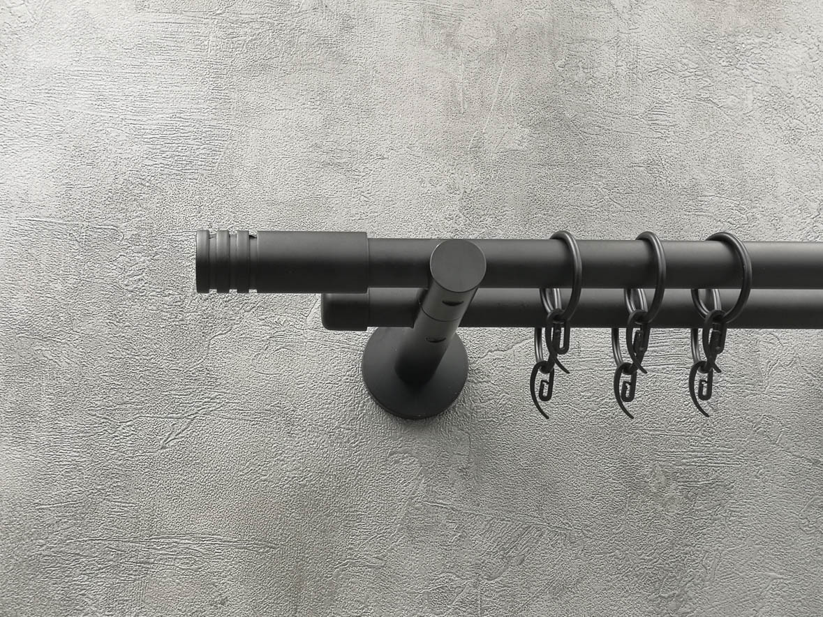 

Карниз Quadrum Модуло 300 см двойной черный матовый универсальный 19/19 мм гладкая (кольца с крючками)