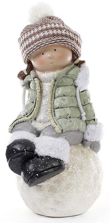 

Новогодняя керамическая фигура Девочка на снежке 45см, зеленая куртка (BD-820-118)