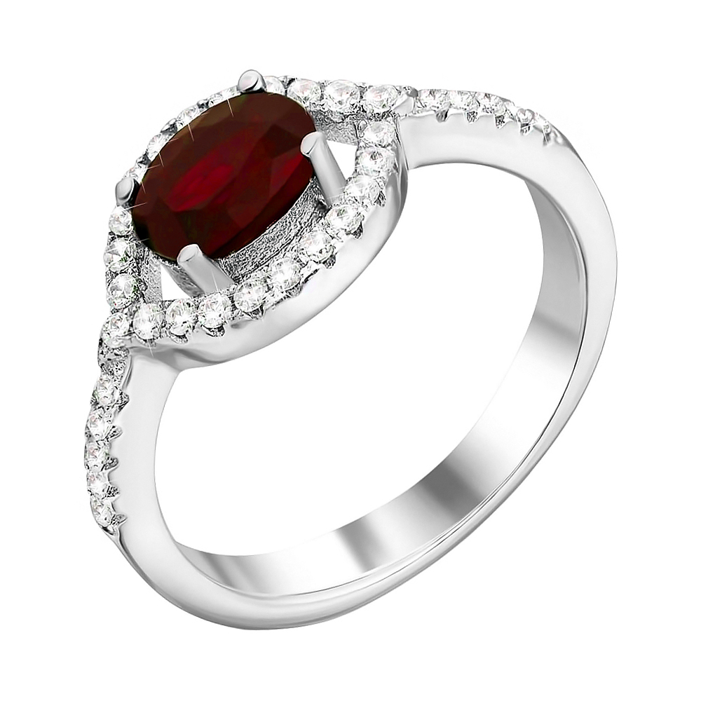 

Серебряное кольцо с гранатом и фианитами 000131730 17.5 размера