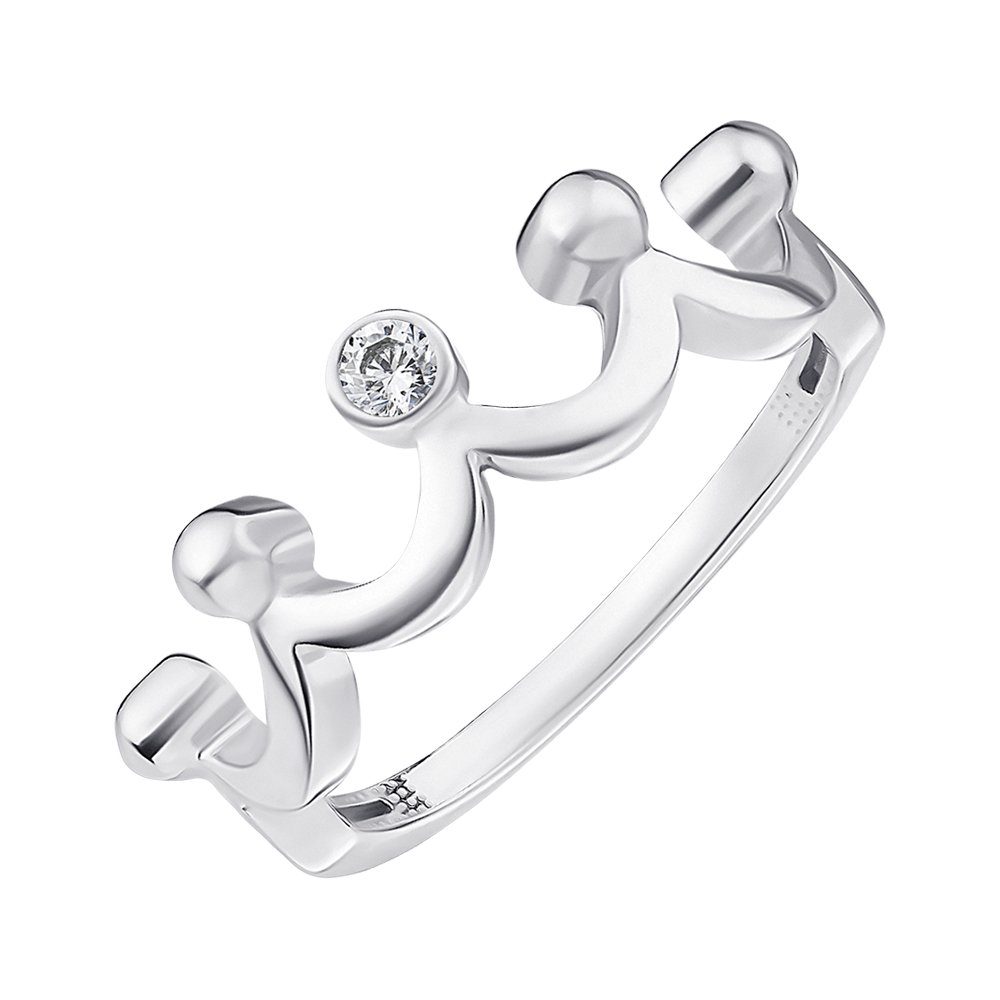 

Серебряное кольцо-корона с фианитом 000148550 16.5 размера