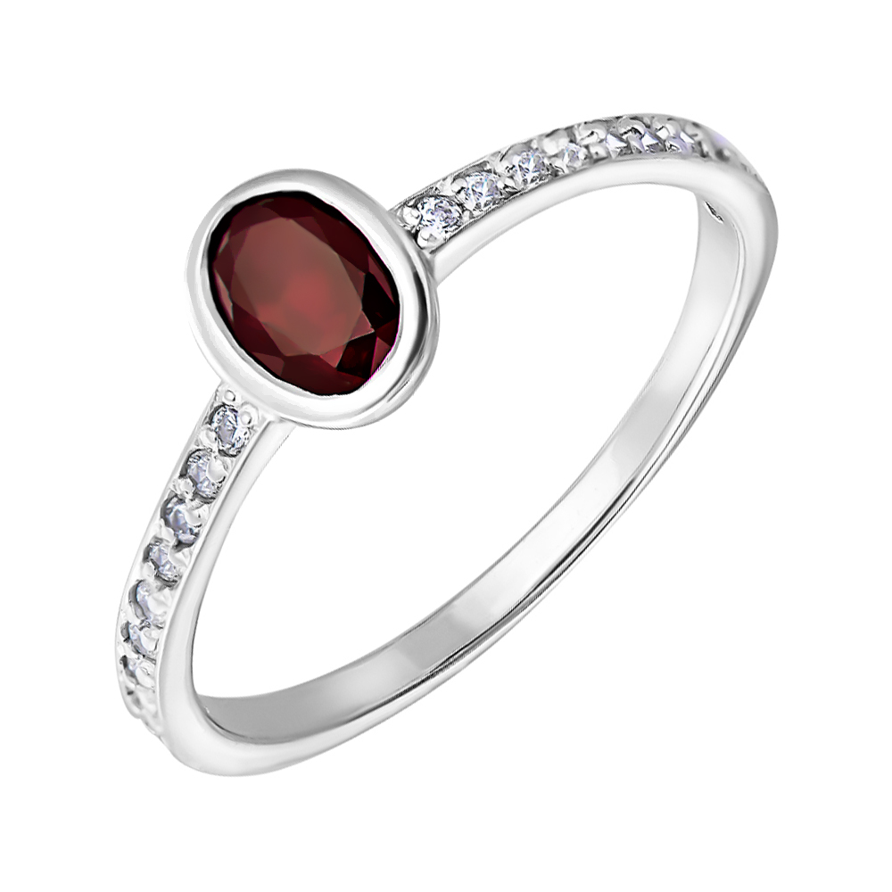 

Серебряное кольцо с гранатом и фианитами 000125131 16.5 размера