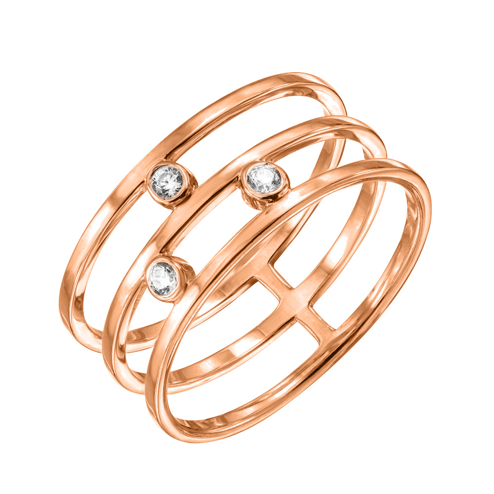 

Золотое тройное кольцо Шерил в красном цвете с фианитами 000130315 16 размера