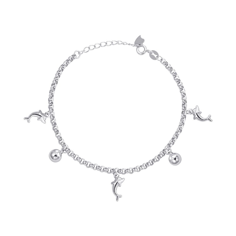 

Серебряный браслет с подвесками 000152327 17 размера