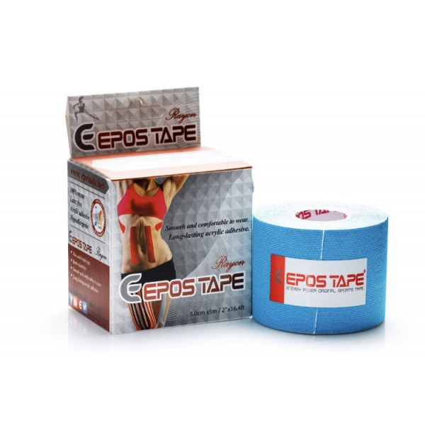 

Кинезиологический тейп EPOS RAYON TAPE 5 м, (голубой) из вискозы, Гипоаллергенный Акриловый (КТ-20)
