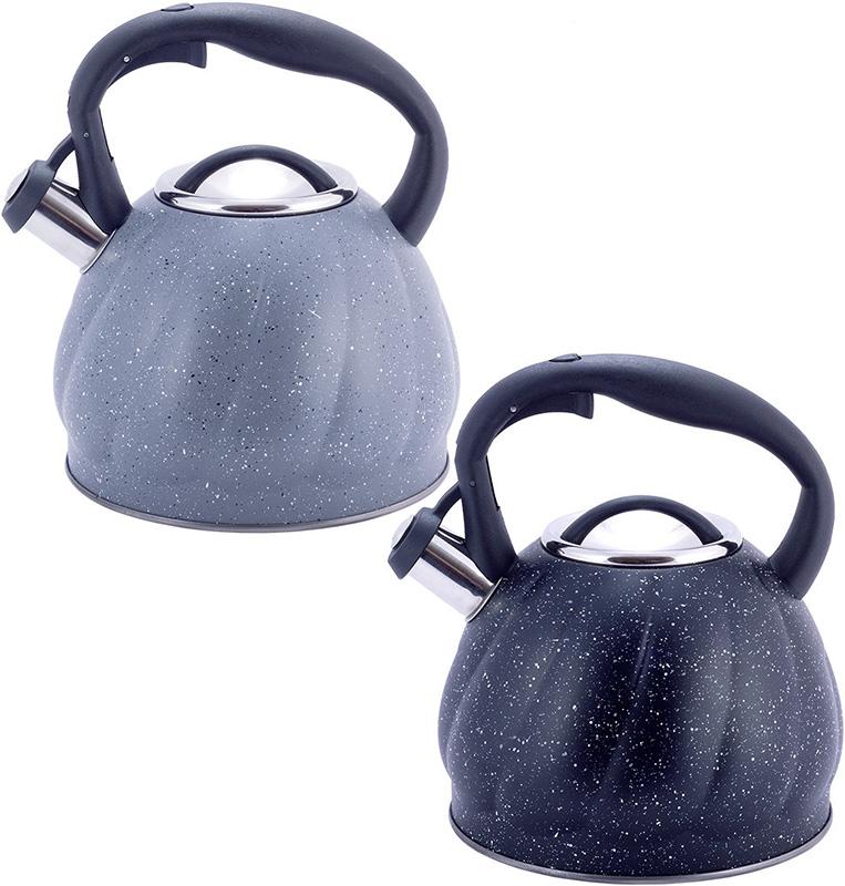 

Чайник Kamille Whistling Kettle Marble 3л из нержавеющей стали со свистком (черный, серый мрамор)