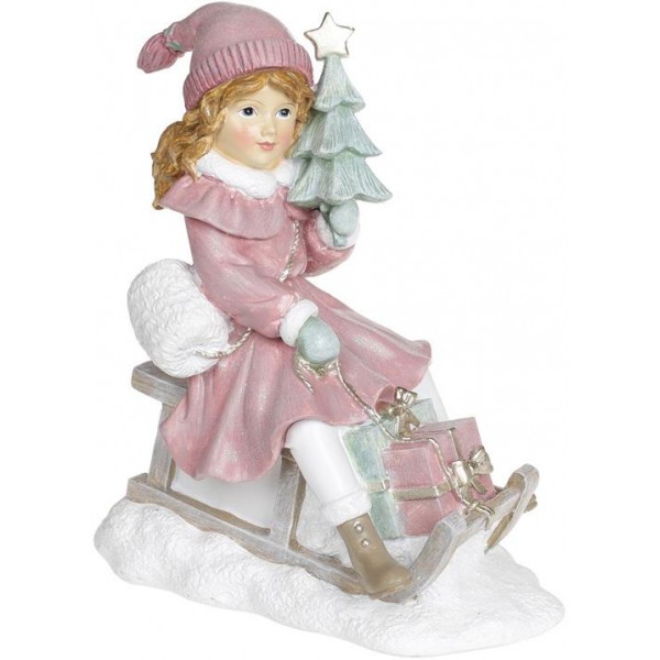

Декоративная статуэтка "Девочка с ёлкой на санках" 19х11х22см