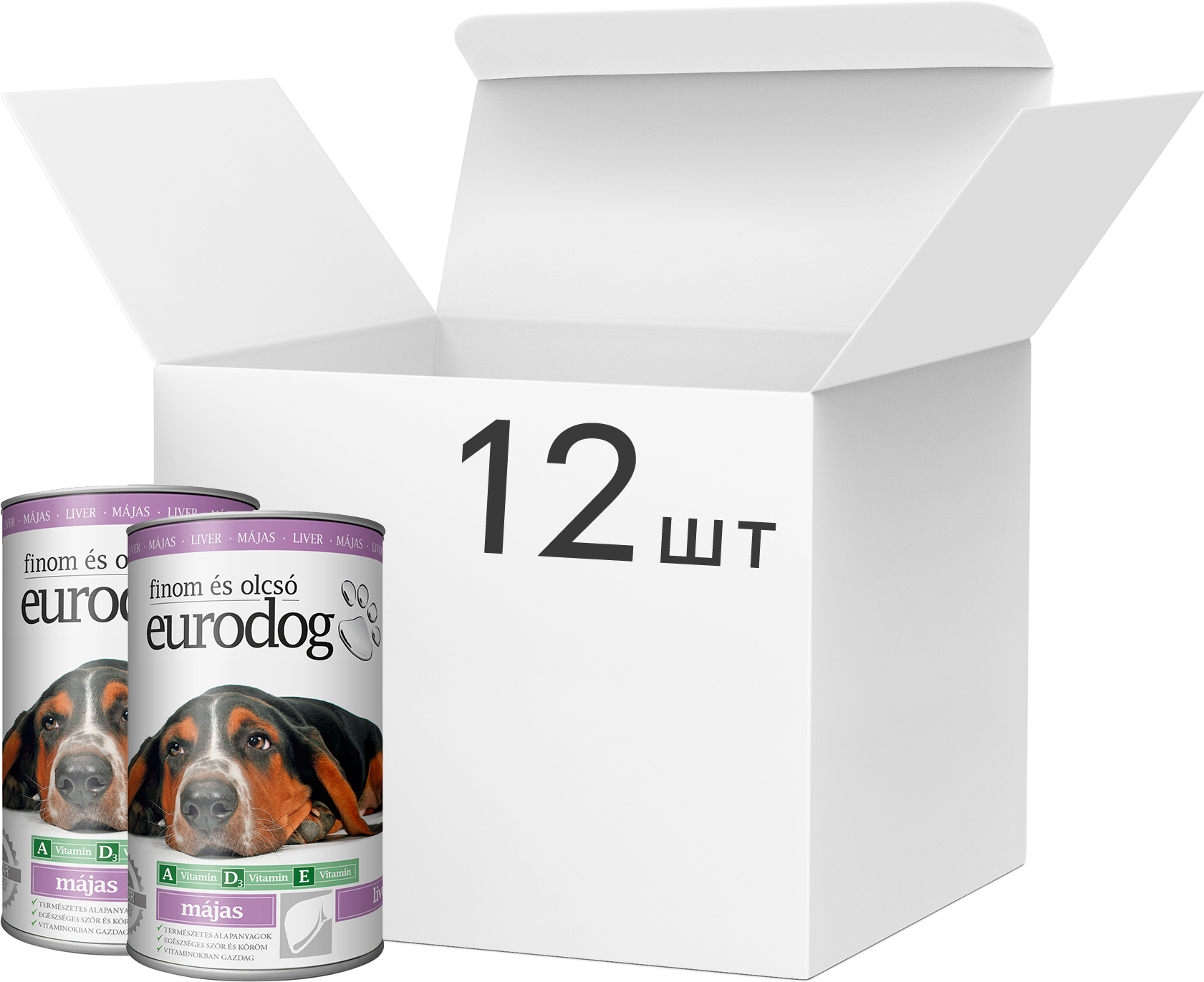 

Упаковка влажного корма EuroDog для взрослых собак всех пород с печенью 12 шт по 1240 г