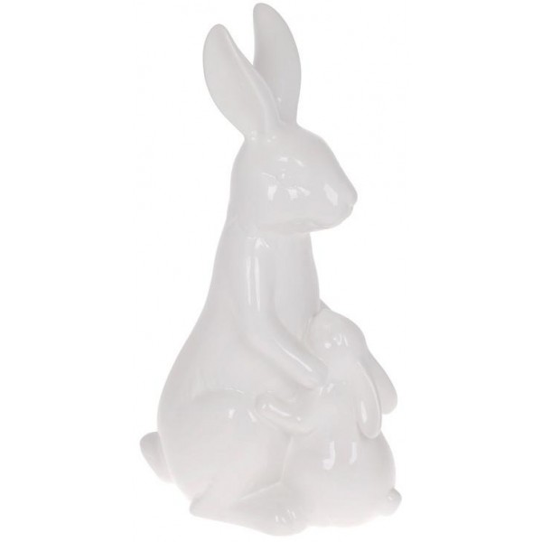 

Фигура декоративная "Кролик и Крольчонок" 25.3х15.3х44см, керамика, белая