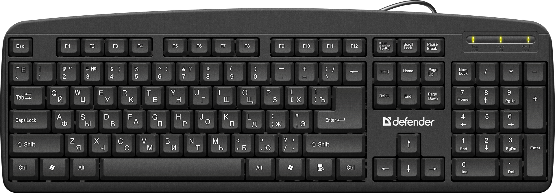 

Клавиатура проводная Defender Office HB-910 USB Black (4714033459105)