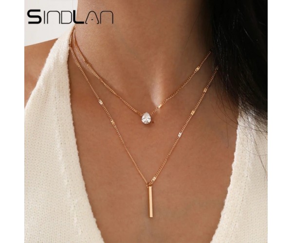 

Колье двойное из медицинской стали Sindlan Crystal Nail X0764 41
