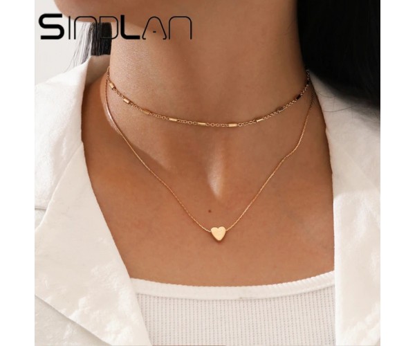 

Колье двойное из медицинской стали Sindlan Heart X0744 43