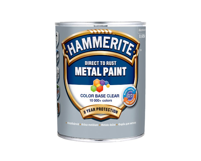 

Эмаль синтетическая HAMMERITE антикоррозионная транспарентная - база BC 0,65л