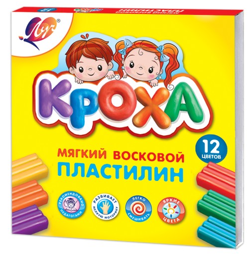 

Пластилин мягкий восковой Луч "Кроха" 12 цветов