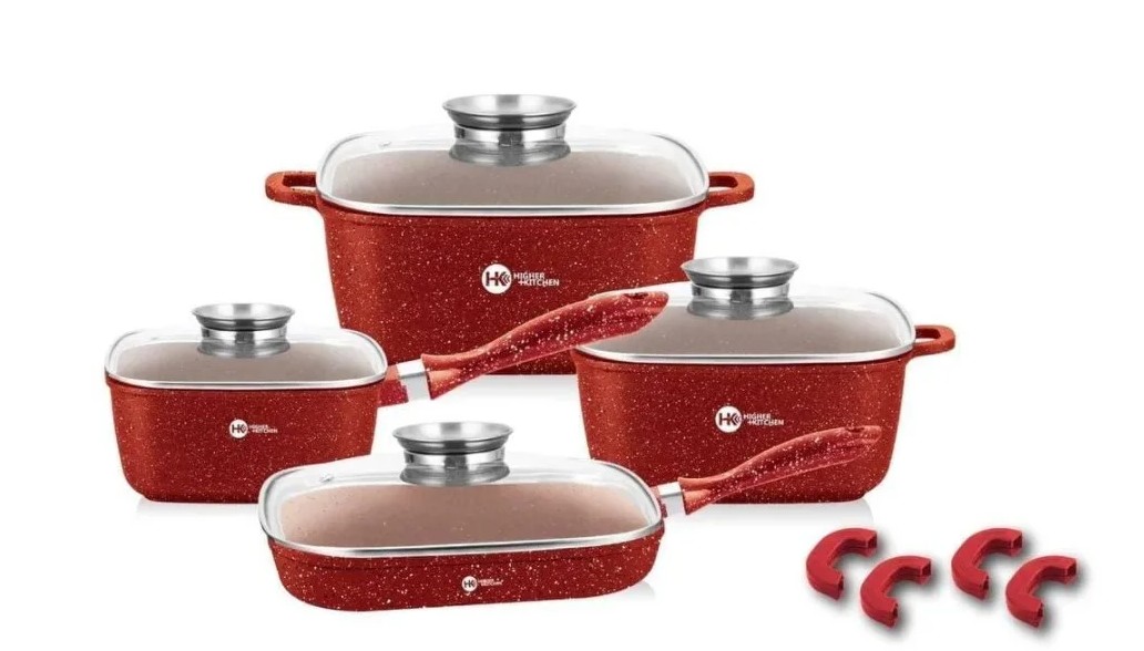 

Набор кастрюль ( красный ) - HIGHER KITCHEN HK-311 - Объем: 2.7л/4.5л/1.4л/3.3л