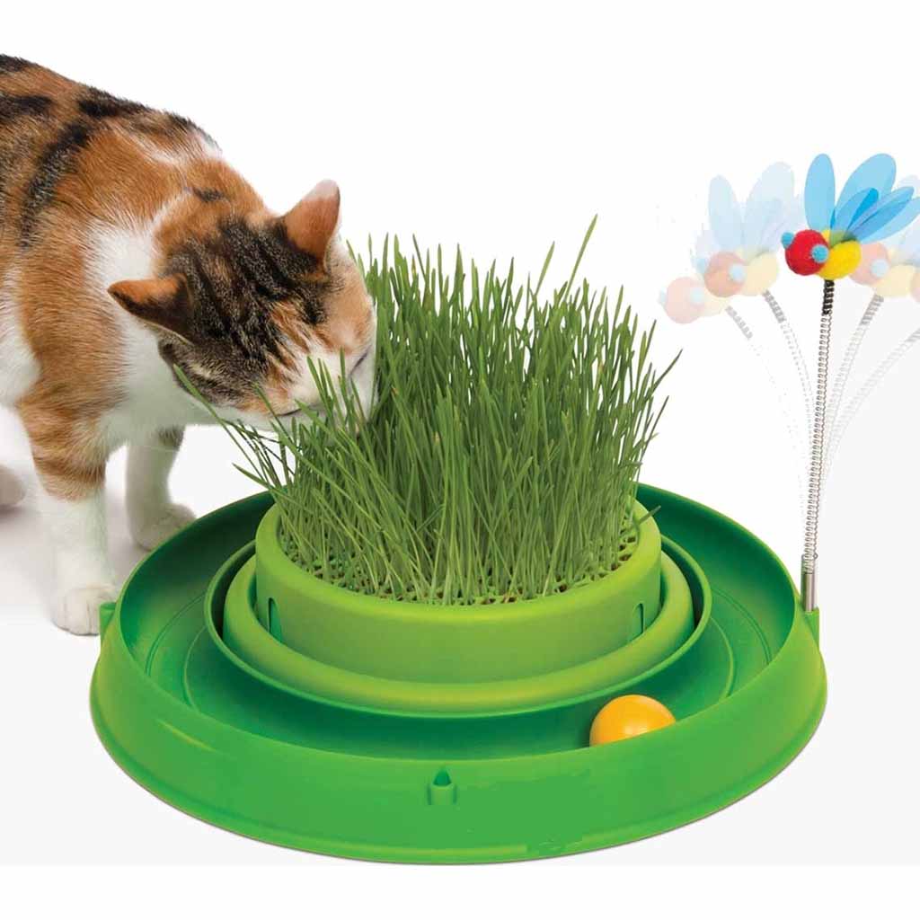 

Игрушка для кота Catit 3in1 круглый лабиринт с шариком и травяной грядкой