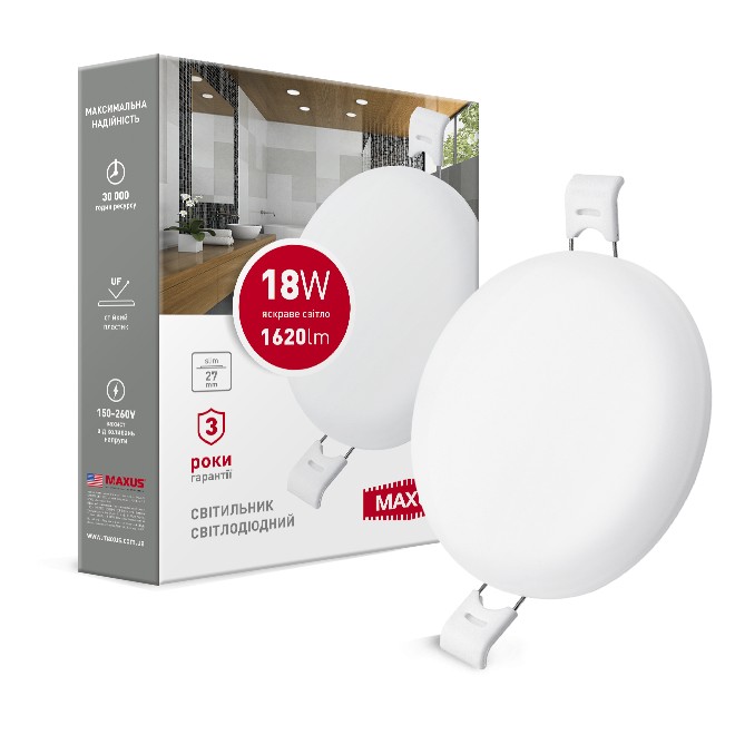 

Светильник врезной MAXUS SP edge 18W, 4100К (круг) 1-MSP-1841-C