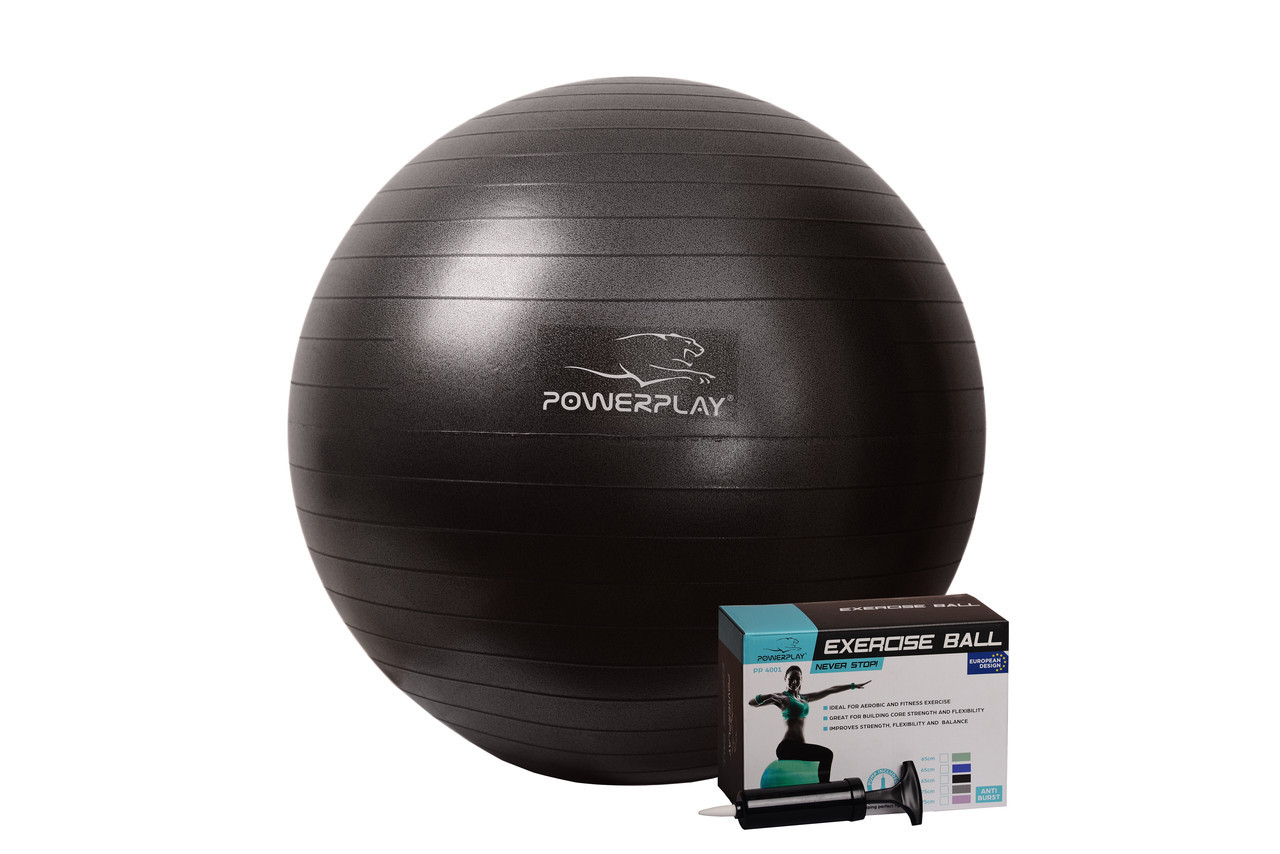 

Мяч для фитнеса и гимнастики PowerPlay 4001 65см черный + насос