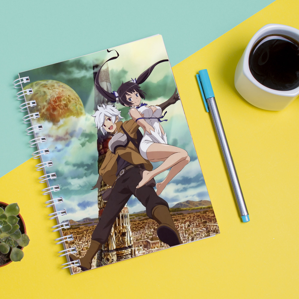 

Скетчбук (Sketchbook) для рисования с принтом "Dungeon ni Deai wo Motomeru no wa Machigatteiru Darouka-Может"