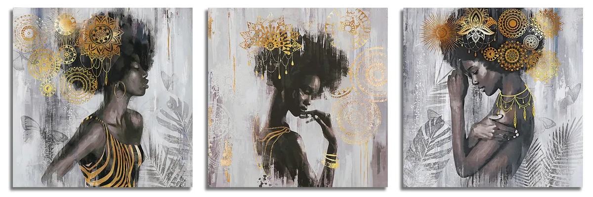 

Модульная картина на холсте для интерьера / Картина на стену "Афро девушки" 50x150 см MK30271_F