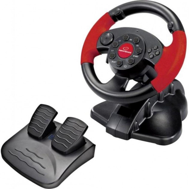 

Игровой руль Esperanza EG103 проводной для ПК PC/PS1/PS2/PS3 Black-Red