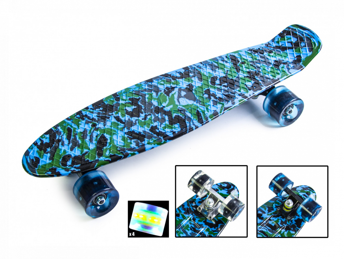 

Пенни борд Penny Board Dazzle Paint 2 светящиеся колеса