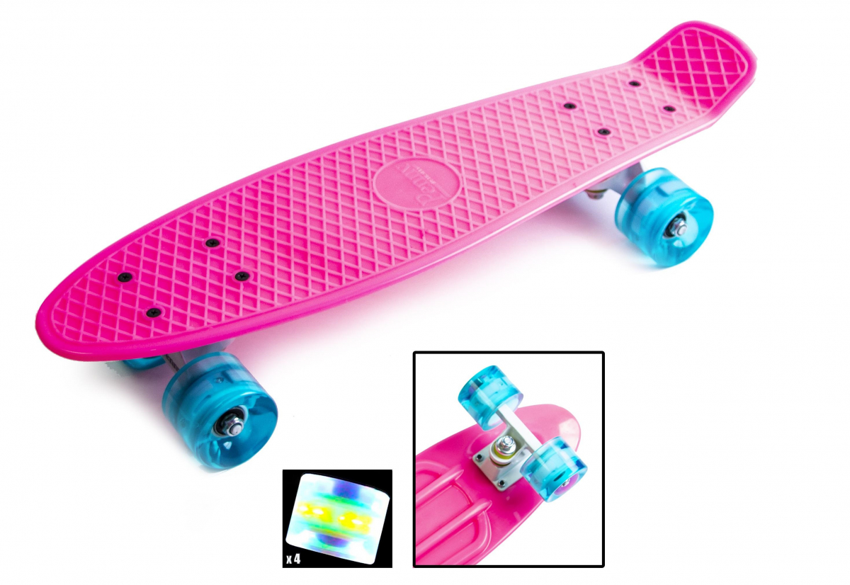 

Пенни борд (скейтборд) со светящимися колесами Penny Board Plain Pink