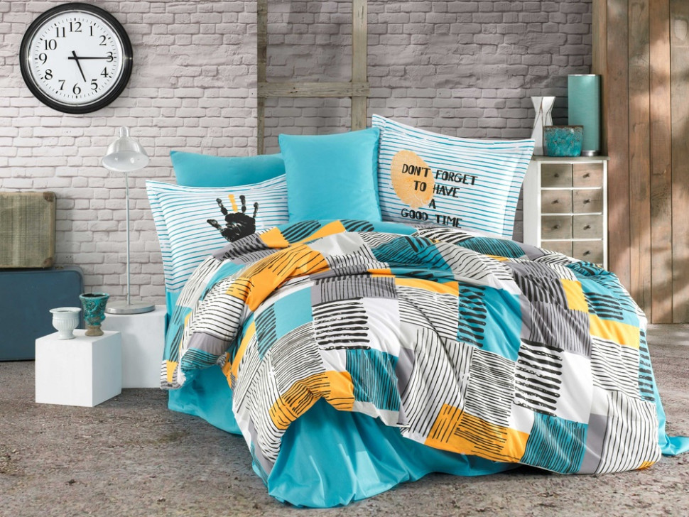 

Постельное белье Poplin Hobby Bermuda бирюзовый полуторный 8698499142961