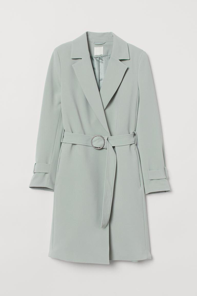 

Пальто с поясом H&  Светло-бирюзовый, Пальто с поясом H&M M Светло-бирюзовый