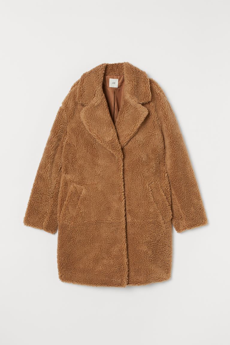 

Плюшевое пальто H&  Бежевый, Плюшевое пальто H&M M Бежевый