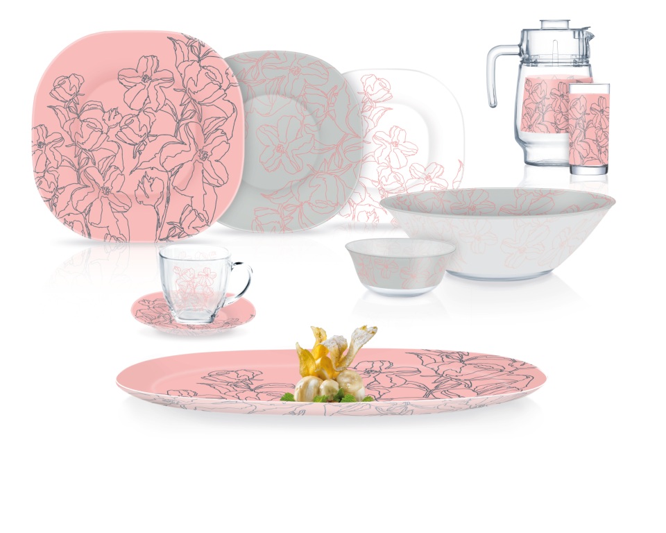 

Сервіз столовий Luminarc Carine Annalee Pink, 46 предметів