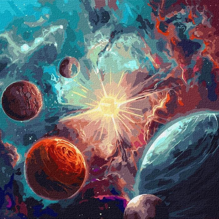 

Картина по номерам Идейка Вокруг Солнца с красками металлик 50х50см KHO9540