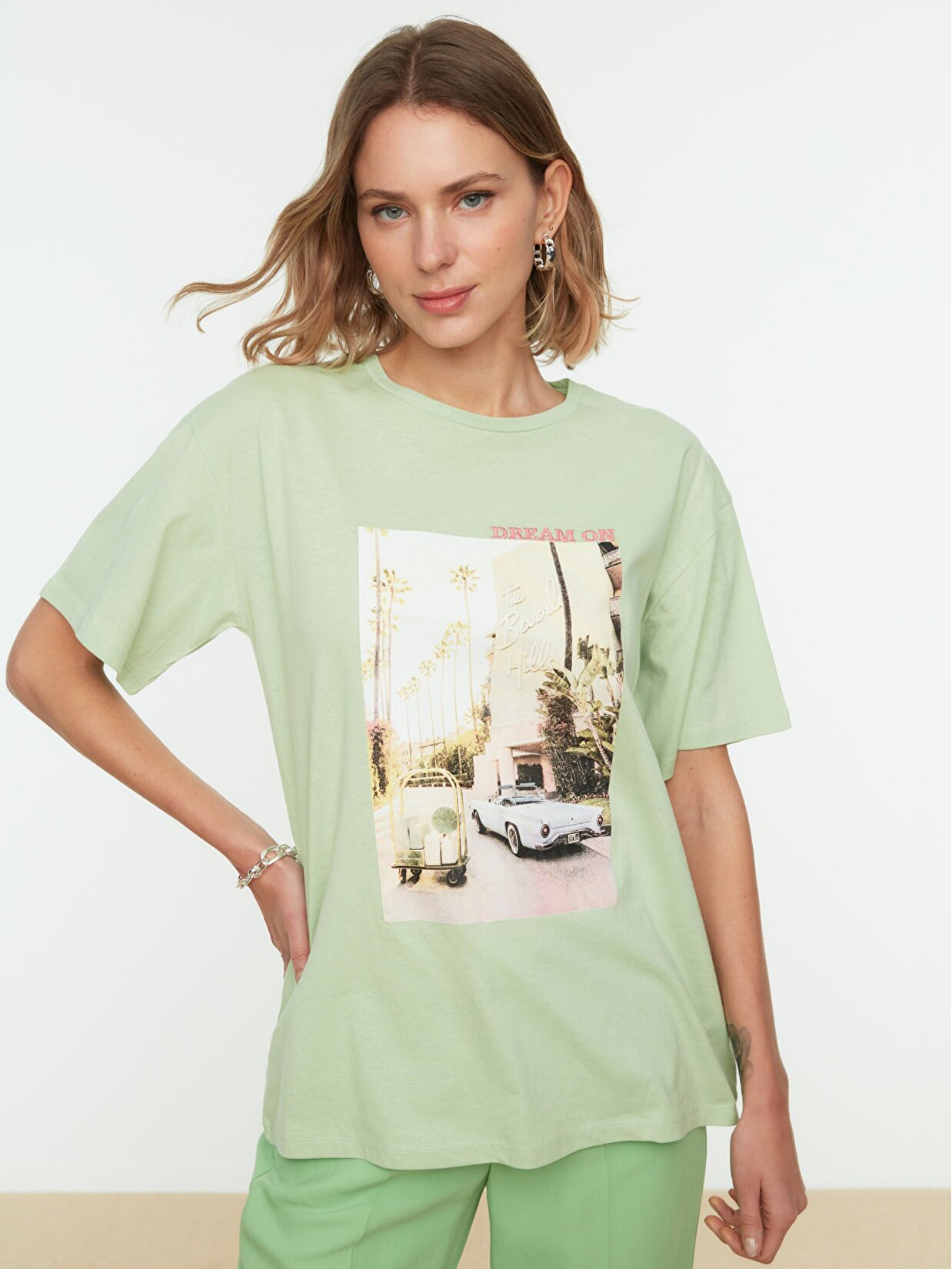 

Футболка Trendyol TWOSS20TS0574 - Mint, Футболка Trendyol TWOSS20TS0574 S-M Mint