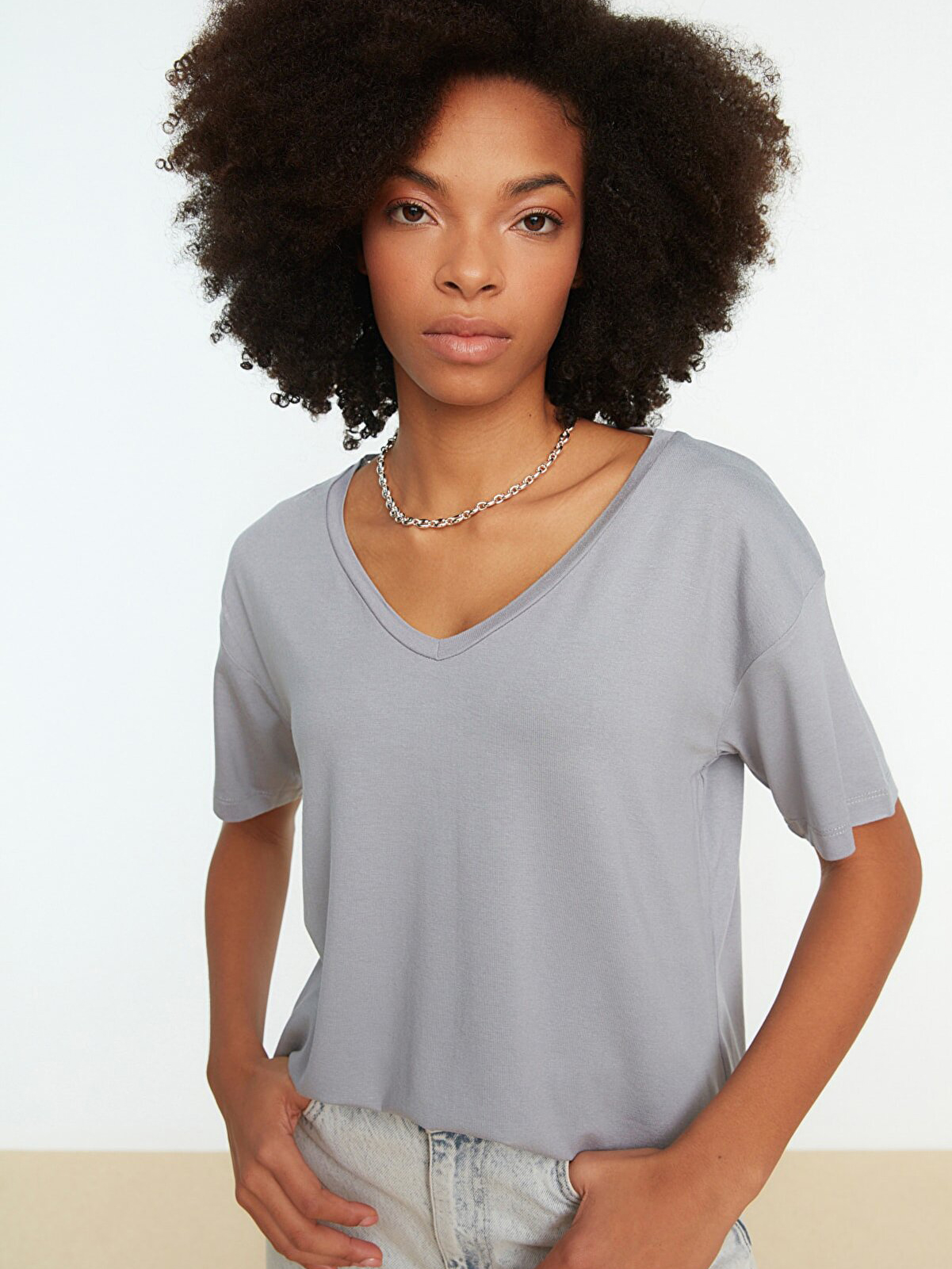 

Футболка Trendyol TWOSS20TS0881  Gray, Футболка Trendyol TWOSS20TS0881 S Gray