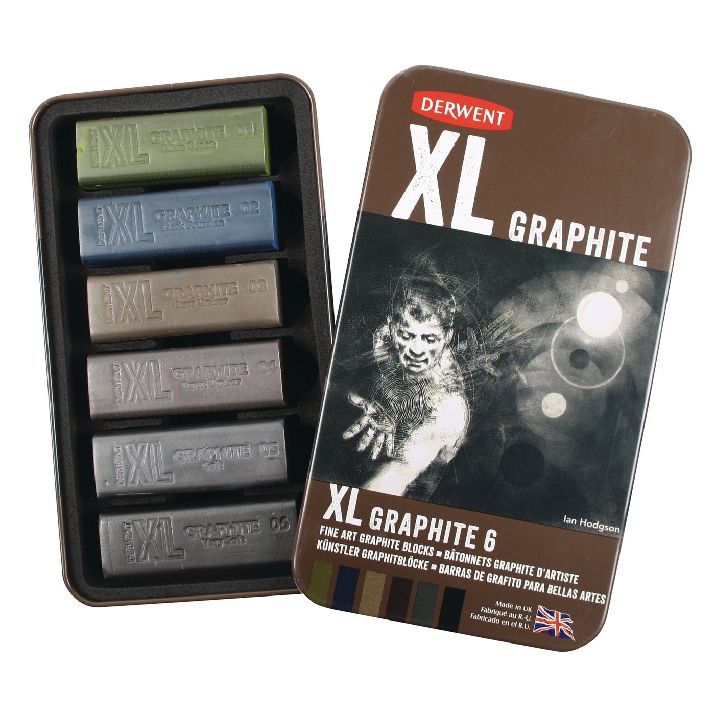 

Набор угля 6цв. XL Graphit Derwent металлический пенал