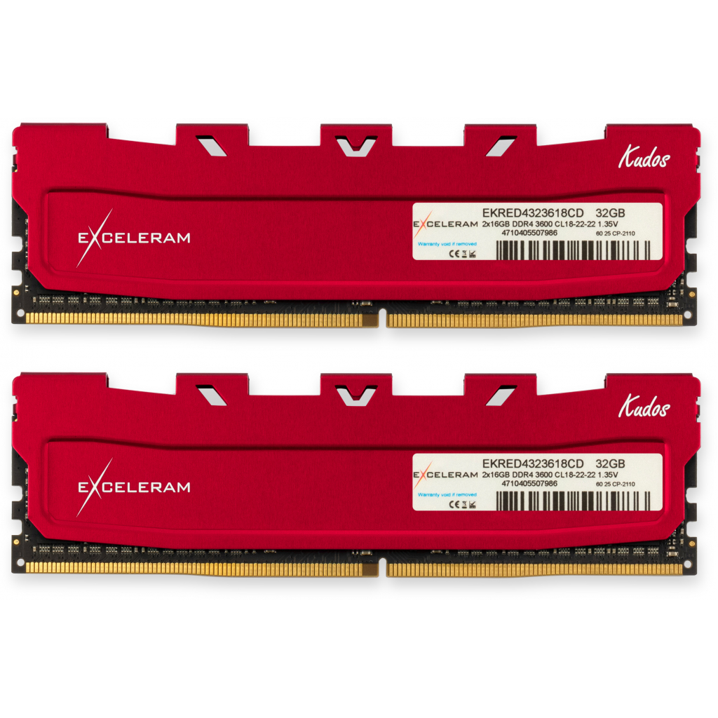 

Exceleram 32 GB (2x16GB) DDR4 3600 MHz Red Kudos (EKRED4323618CD)