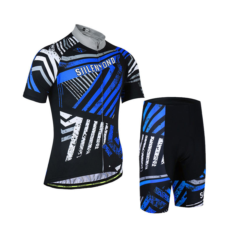 

Велокостюм мужской костюм для велосипедистов Siilenyond Blue Stripes XS футболка короткий рукав + шорты велоодежда