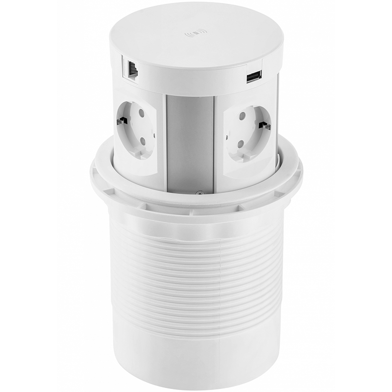 

Удлинитель COMFORT PLUS 120 мм 4 розетки SCHUKO + 2xUSB 2,4A + 2xRJ45 WC 5W провод 1,5 м белый GTV (AE-BPW4S120P-10)