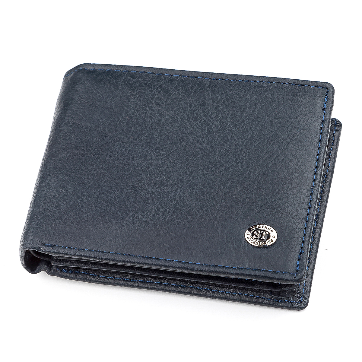 

Мужской кожаный кошелек 12х9х3 см ST Leather Синий