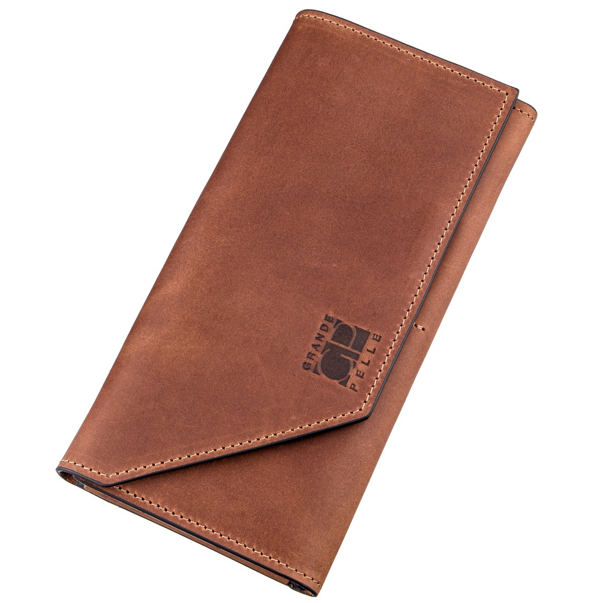 

Женский кожаный кошелек-клатч 10х20х2,5 см GRANDE PELLE Коричневый