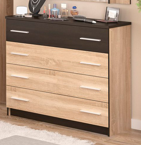 

Комод 4ш Мебель-Сервис Вероника Венге темный/Дуб самоа