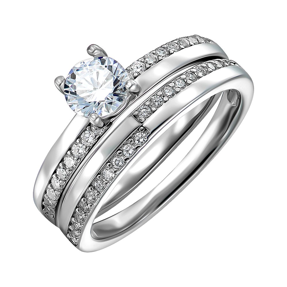 

Серебряное наборное кольцо с фианитами 000152004 16.5 размера