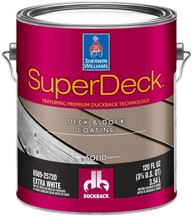 

Краска для дерева на водной основе Sherwin Williams для внешнего использования SW Super Deck&Dock экстра 3.66 л Белая база (1G) (SW SD9T00151-16)