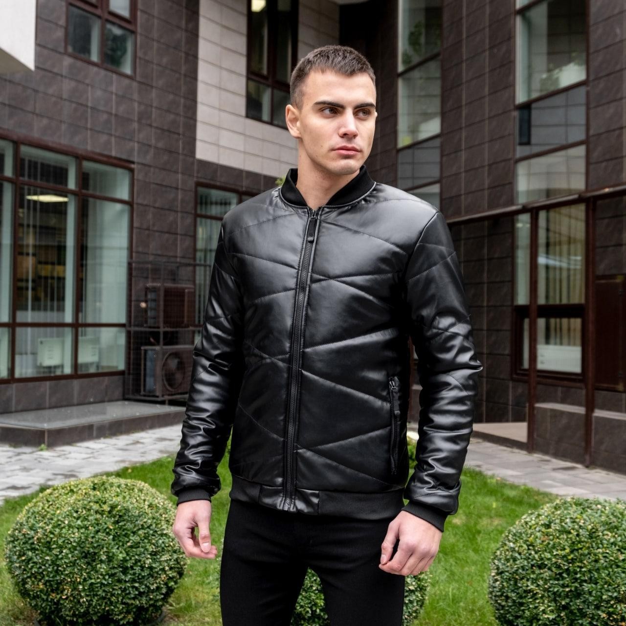 

Бомбер из эко-кожи Pobedov  Черный К-521-1, Бомбер из эко-кожи Pobedov L Черный К-521-1