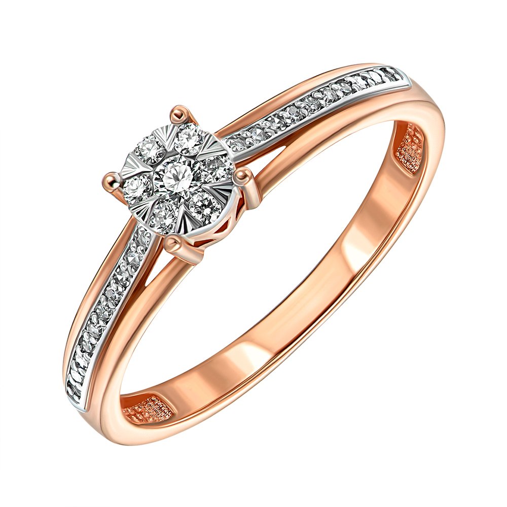 

Золотое кольцо в комбинированном цвете с бриллиантами 000151437 17.5 размера