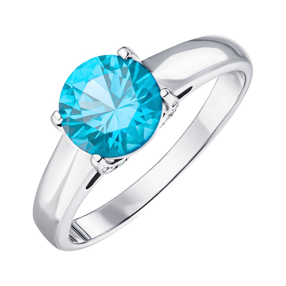 

Серебряное кольцо с топазом swiss и фианитами 000148974 16 размера
