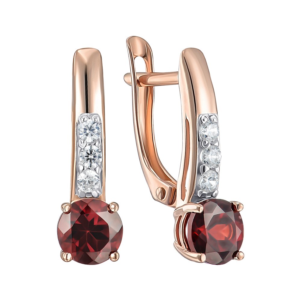 

Серьги из красного золота с гранатом и фианитами 000151975